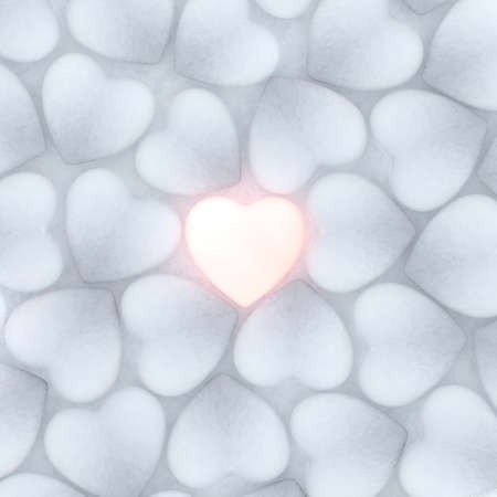 faintly glowing heart surrounded by hearts  fireless