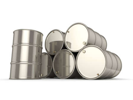Shiny chrome barrels on a white background