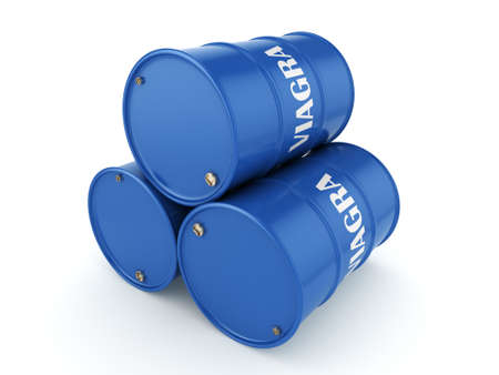 Viagra blue barrel on a white backgroundの写真素材