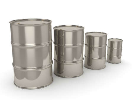 Shiny chrome barrels on a white background