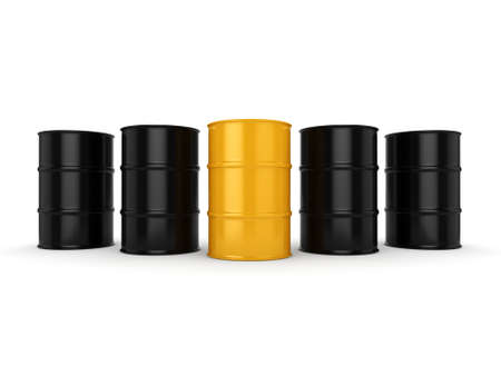 3D rendering black and yellow barrels not contain any inscriptionsの写真素材