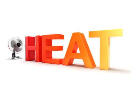 3D rendering table fan on a white backgroundの写真素材