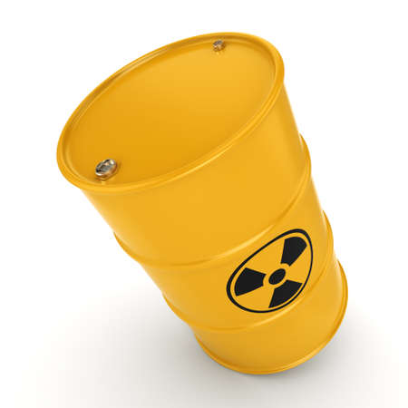 3D rendering yellow barrel with radioactive materials
