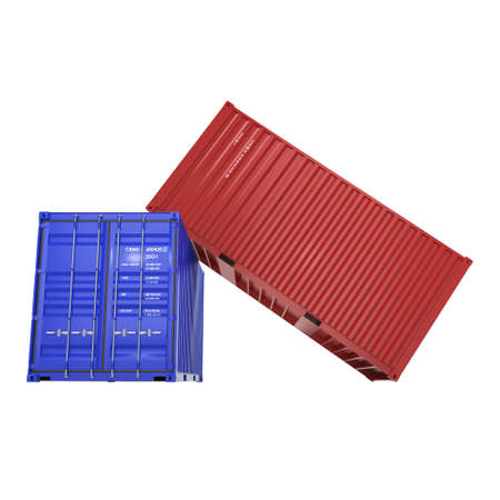 3D rendering the ship a containers on a white background