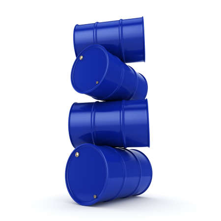 3D rendering blue barrels not contain any inscriptions