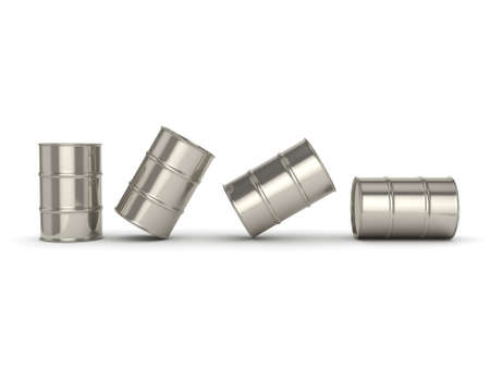 3D rendering Shiny chrome barrels on a white background