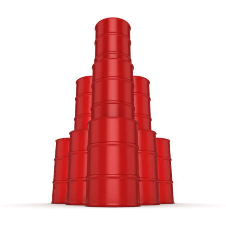 3D rendering red barrels not contain any inscriptionsの写真素材