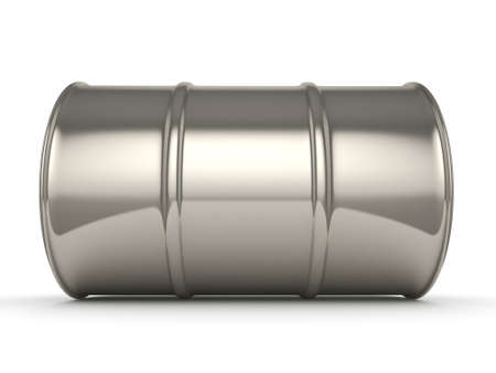 3D rendering Shiny chrome barrel on a white backgroundの写真素材