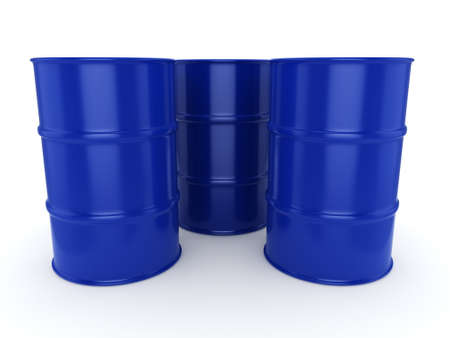 3D rendering blue barrels not contain any inscriptionsの写真素材
