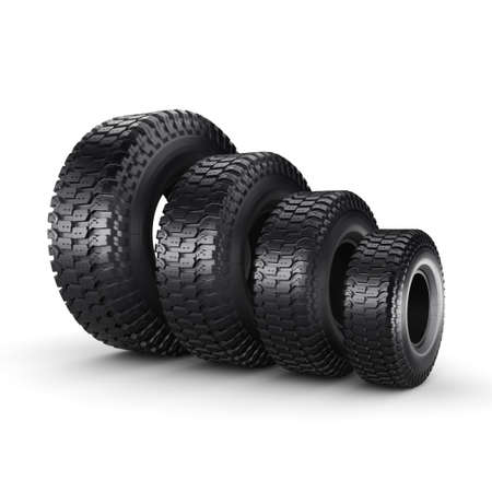 3D rendering truck tires on a white backgroundの写真素材