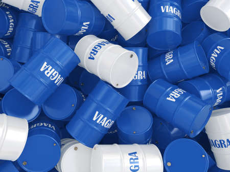 3D rendering Many containers Viagra in a pileの写真素材