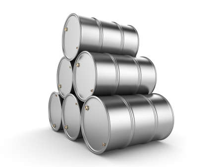 3D rendering aluminum barrel on a white backgroundの写真素材