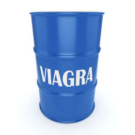 3D rendering Viagra blue barrel on a white backgroundの写真素材