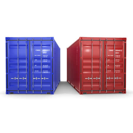 3D rendering containers on a white background