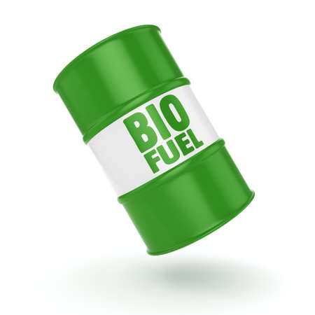 3D rendering green barrel for biofuels with letteringの写真素材