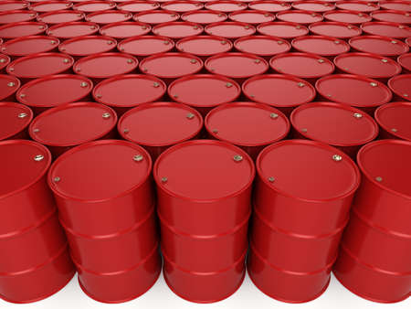 3D rendering red and yellow barrels not contain any inscriptionsの写真素材