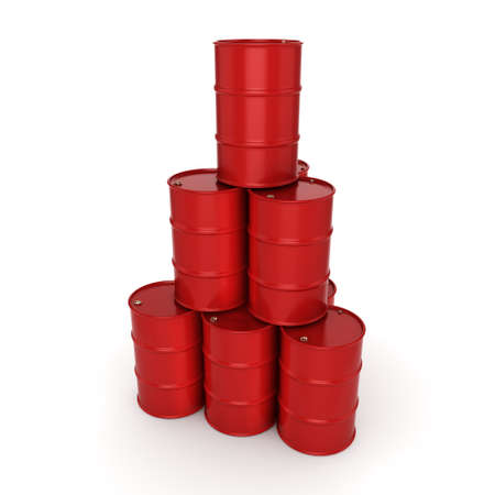 3D rendering red barrels not contain any inscriptionsの写真素材