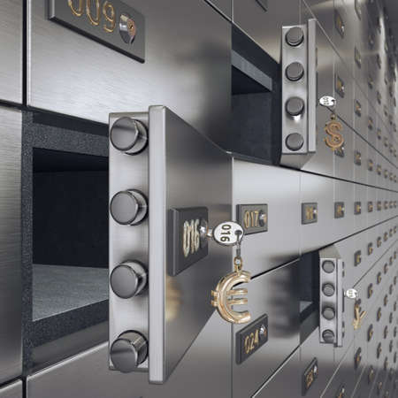 3D rendering chrome deposit boxes in the room