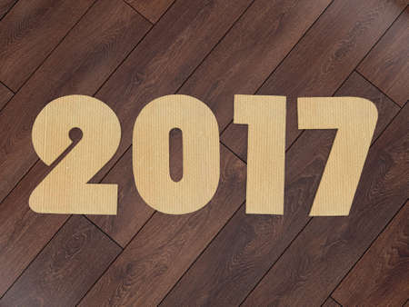 3D rendering 2017 New Year digits on textural background