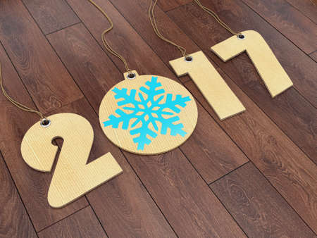 3D rendering 2017 New Year digits on textural background