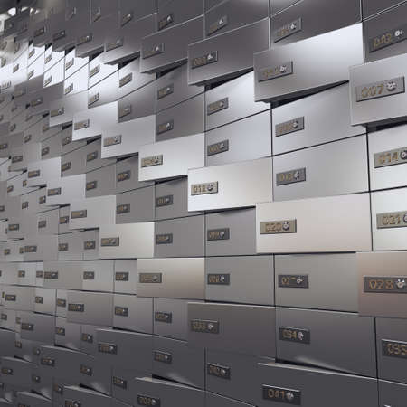 3D rendering chrome deposit boxes in the roomの写真素材