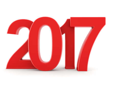 3D rendering 2017 New Year red digits isolated on white backgroundの写真素材