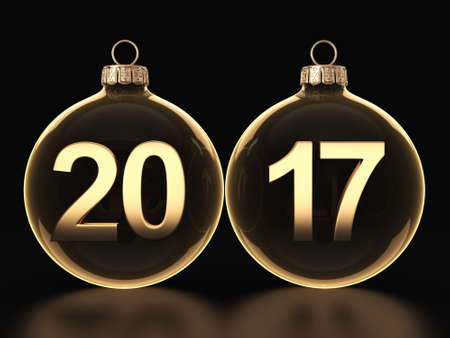 3D rendering transparent Christmas balls on a dark background