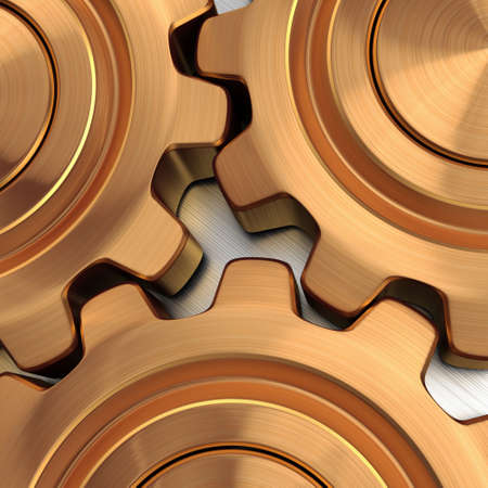 3d rendering high quality metallic shiny gearsの写真素材