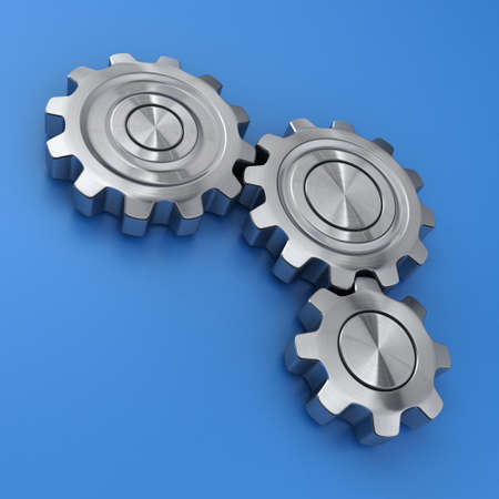 3d rendering high quality metallic shiny gears