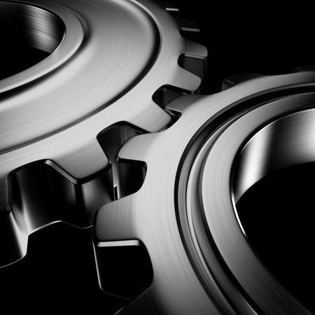 3d rendering high quality metallic shiny gearsの写真素材