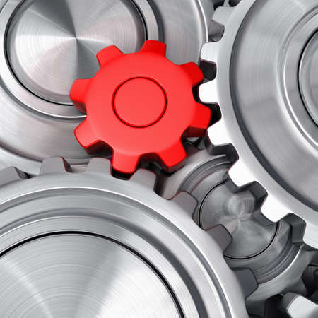 3d rendering high quality metallic shiny gearsの写真素材