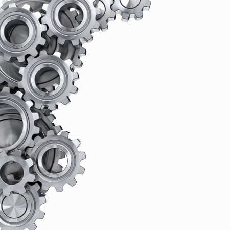 3d rendering high quality metallic shiny gearsの写真素材