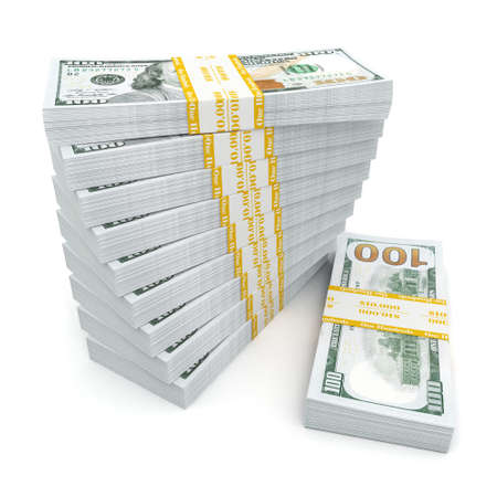 3d rendering lots of packs of US dollars in high quality