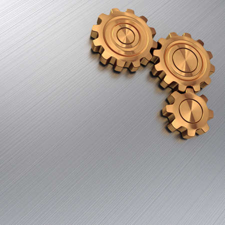 3d rendering high quality metallic shiny gearsの写真素材