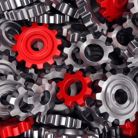 3d rendering high quality metallic shiny gearsの写真素材