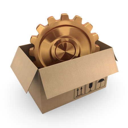 3d rendering high quality metallic shiny gearsの写真素材