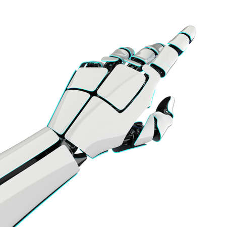 3D rendering robotic hand isolated on white background