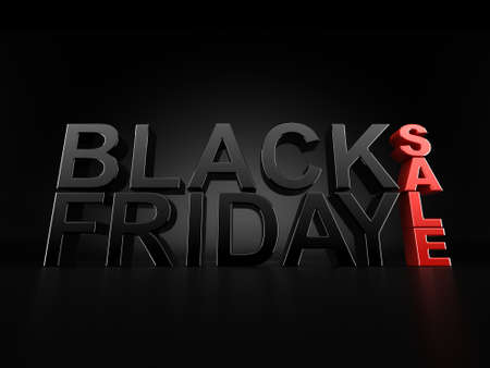 3d Rendering inscription Black Friday on a dark backgroundの写真素材