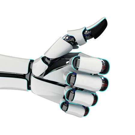 3D rendering robotic hand isolated on white backgroundの写真素材