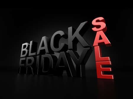 3d Rendering inscription Black Friday on a dark backgroundの写真素材