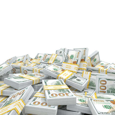 3d rendering lots of packs of US dollars in high qualityの写真素材
