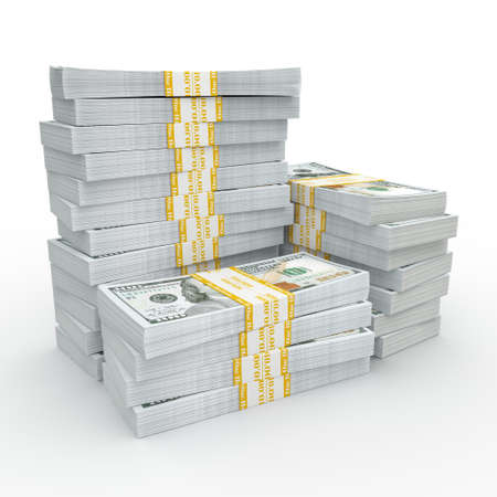 3d rendering lots of packs of US dollars in high quality