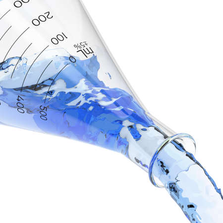 3D rendering chemical test tube white background with pure blue liquidの写真素材