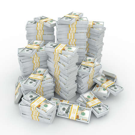 3d rendering lots of packs of US dollars in high qualityの写真素材