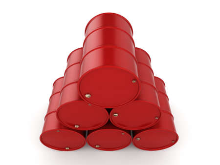 3D rendering red barrels not contain any inscriptionsの写真素材