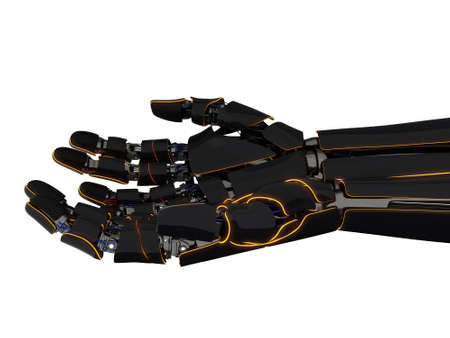 3D rendering robotic hand on a white background