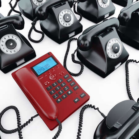 3D rendering desktop phone on white background
