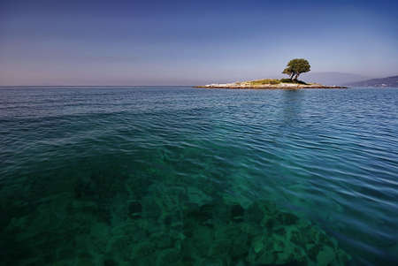 a small island in pagasiticos golf greeceの写真素材
