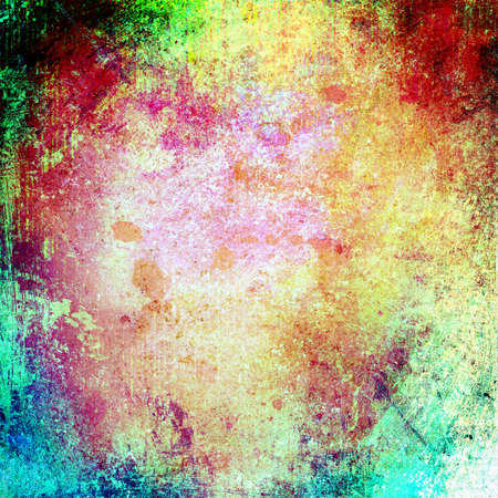 abstract multicolor background colorful design of distressed aged vintage grunge background texture, grungy blotchy dirty and messy stains or splashes of paint in random abstract pattern art canvasの写真素材