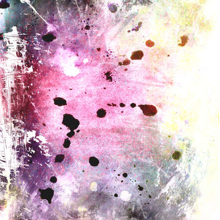 grunge stained messy paper or abstract paint splash background with white faded vintage border textureの写真素材